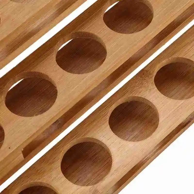 Bamboo 18 Holes Essential Oil Display Wooden Stand Rack Perfume Nail Polish Storage Tray Aromatherapy Organizer