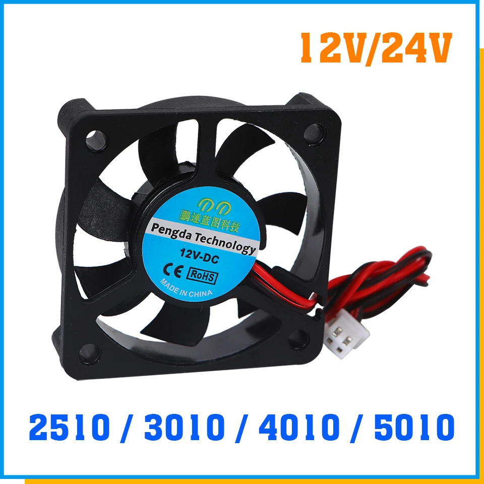 5010/4010/3010 12V&24V Cooling Turbo Fan Brushless 3D Printer Parts 2Pin For Extruder DC Cooler Blower Part Black Plastic Fans