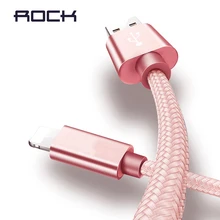 USB кабель для iPhone Xs Max 8 7 6 Plus ROCK нейлоновый кабель передачи данных для быстрой зарядки для освещения кабель для iPhone 5S 5 USB шнур зарядного устройства