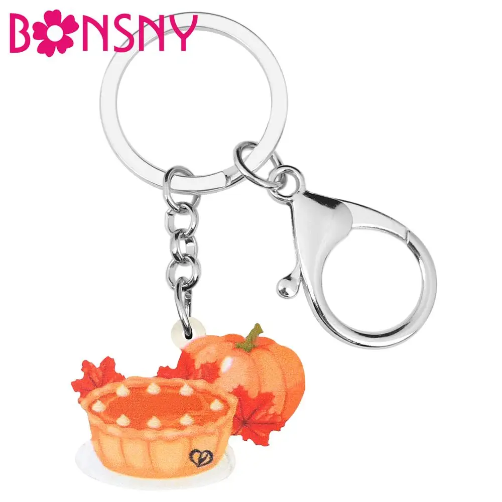 Bonsny акриловый брелок для ключей на День Благодарения аниме тыквенный пирог