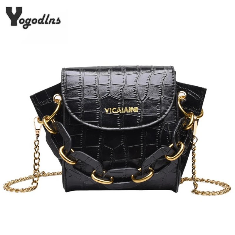 

Chain Shoulder Bag Women Crocodile Pattern Mini Stone Pattern Small Square Crossbody Bags Fashion Simple Wallet