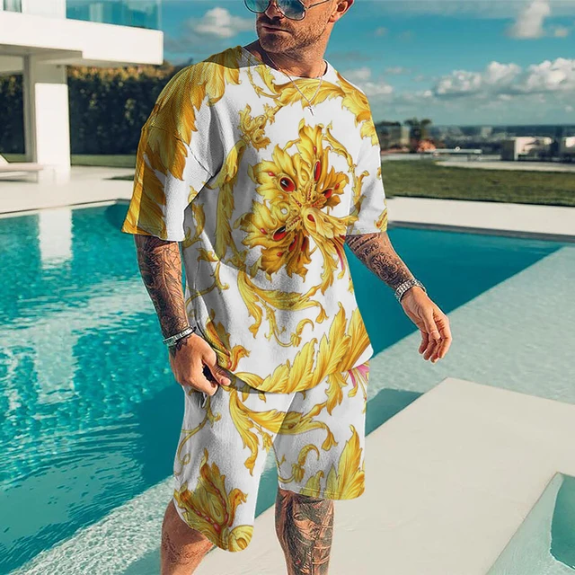 T-Shirt for Mens 3D Printing Crew Neck Short Sleeve Tee Set Summer Oversized t shirt Men Tracksuit 2 Piece Set Suit XXS-6XL Tee KZ-OT935