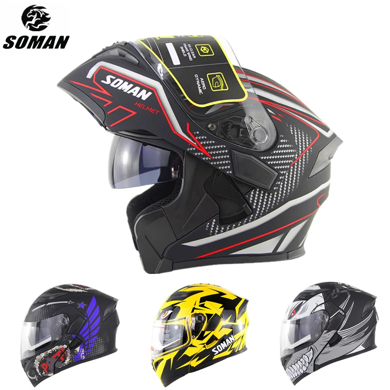 

Motorcycle Full Face Helmet Modular Double Visor Cascos Para Moto Dot Approved Flip Up Capacete Men Motorbike Helmet Motorcycles