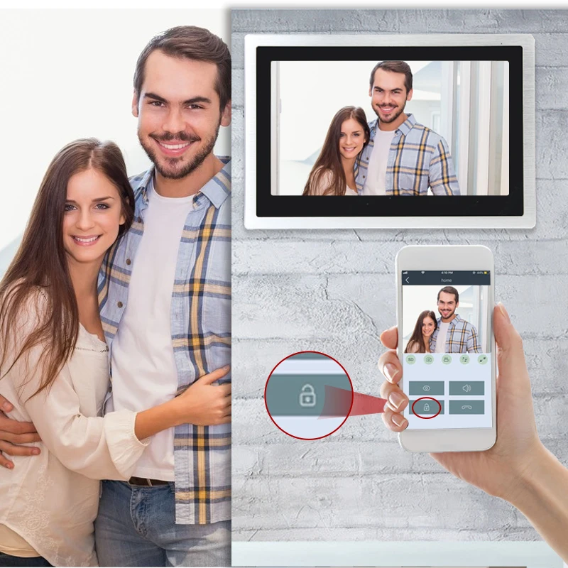 Видеодомофон HomeFong Wi Fi 10 дюймов сенсорный экран 2 камеры запись 1080P|Видеодомофон| |