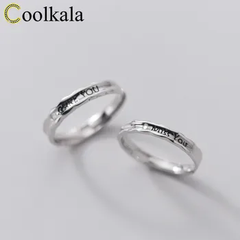 

Coolkala silver female single irregular design letter element couple ring