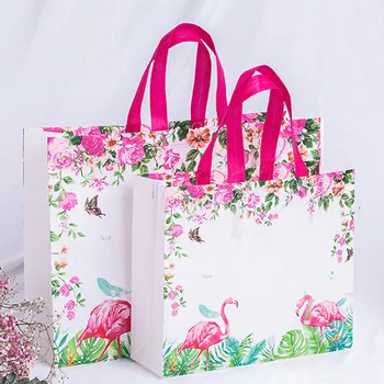 

Large Size Shopping Bag Women Flamingo Non-woven Portable Pouch Foldable Reusable Grocery Bags Clothing Storage Tote Bags