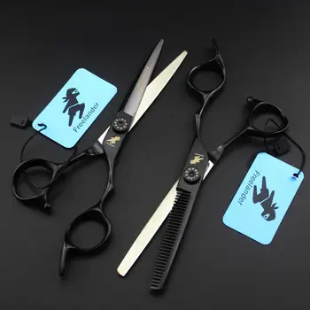 

6.0inchs black handed straight and teeth pet scissors