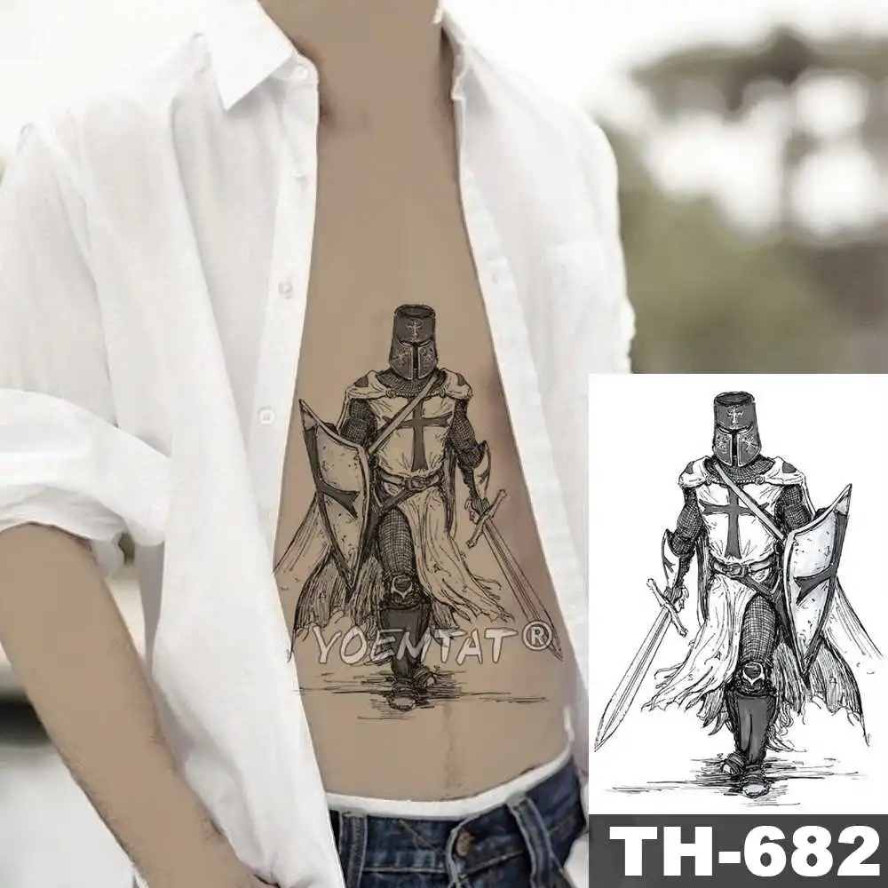 Японский воин Самурай Временные татуировки стикер Ares водостойкое тату Hero Wings для боди-арта поддельные тату для мужчин и женщин - Цвет: 08-TH682