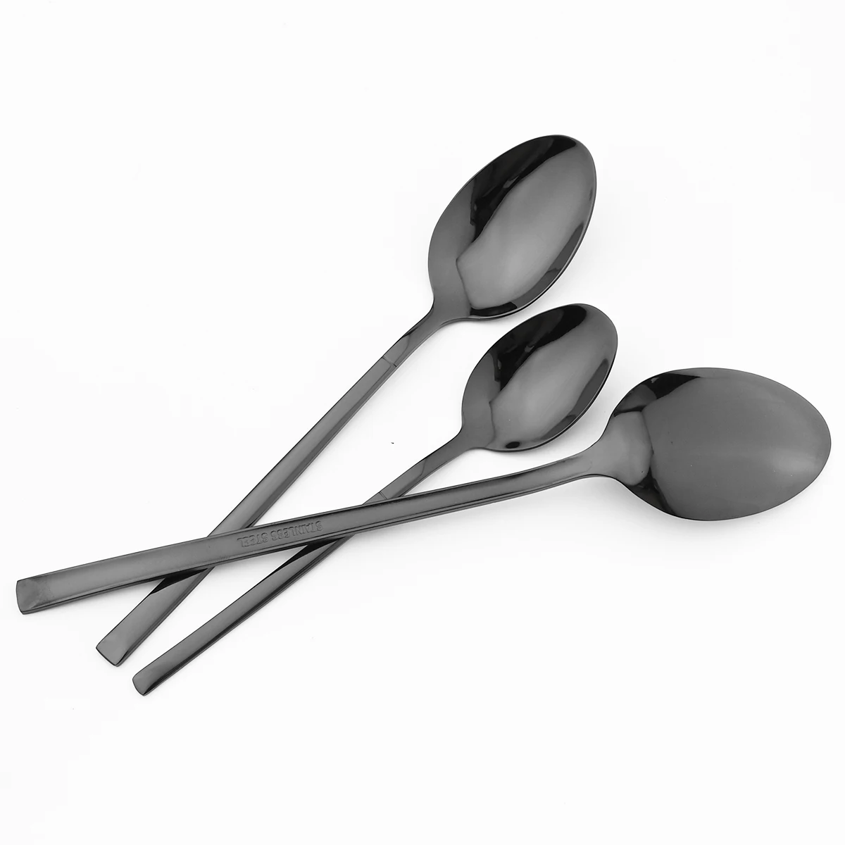 Tableware Set Stainless Steel Cutlery Set Mirror Black Dinnerware Knife Dessert Fork Coffee Tea Spoon