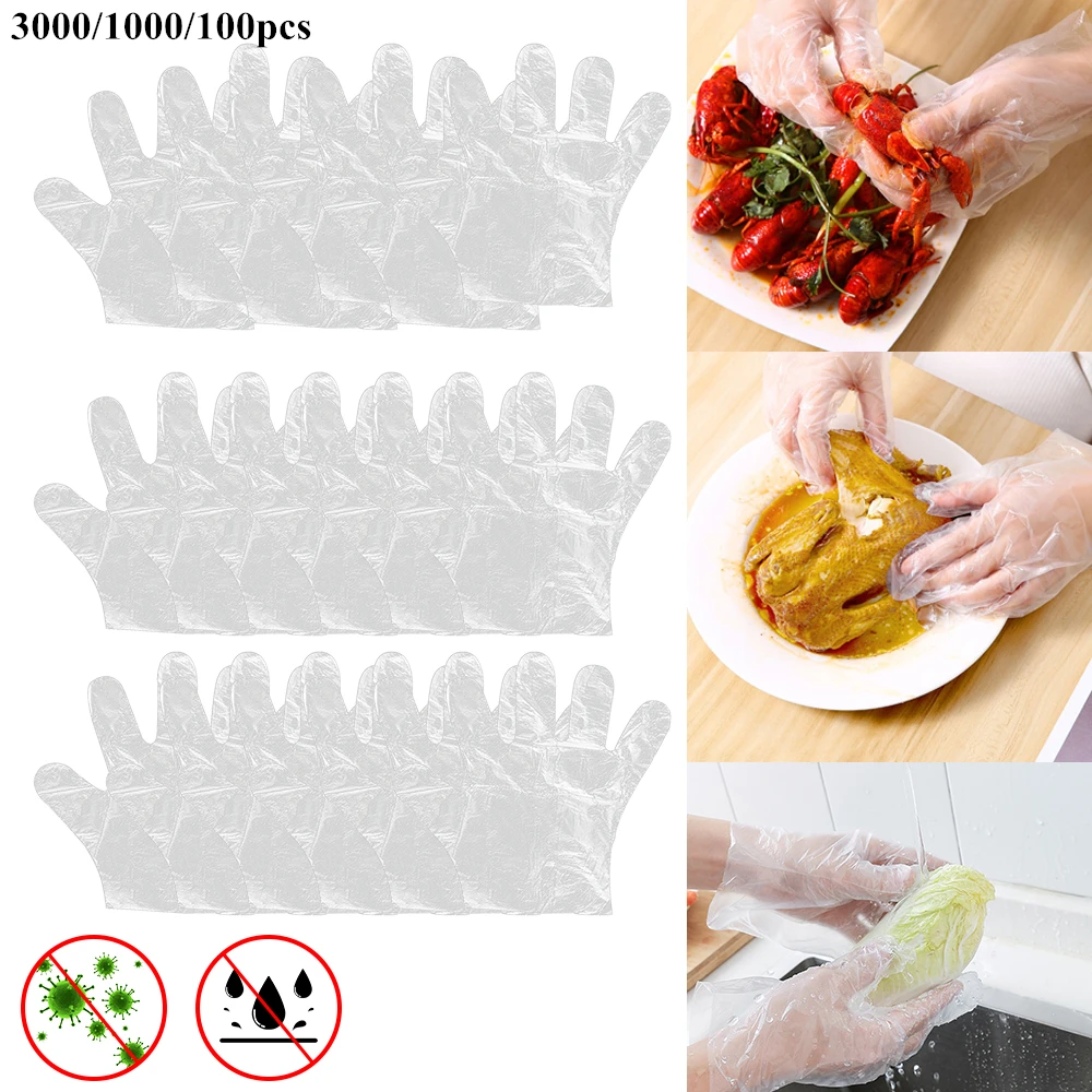 

Kitchen 3000/1000/100Pcs Food Plastic Gloves Disposable Gloves For Restaurant Kitchen BBQ Eco-Friendly Fruit Vegetable Gloves