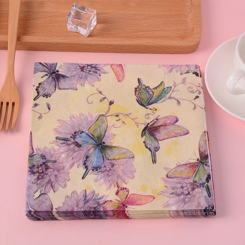 

60pcs Butterfly Pattern Decoupage Napkin Paper Tissue for Xmas Wedding Decoration Tableware