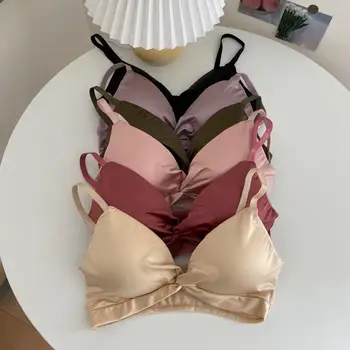 

Summer 2020 Korean-Style Slim Fit Versatile No Steel Ring Bright Surface Push Up Tube Top Small Bra Base Underwear