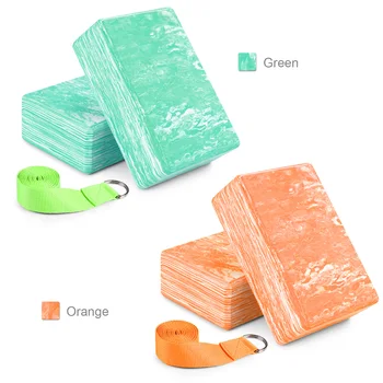 

2 Camouflage Yoga Blocks with Yoga Strap EVA Foam Exercise Yoga Blocks Bricks Set for Stretch Flexibility Alignment yoga props