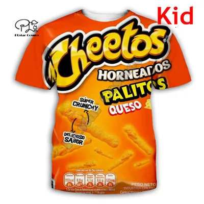 Комплект одинаковой одежды для семьи снэки cheetos 3D детская толстовка с капюшоном для взрослых/свитер/футболка/молния/жилет monther, отец, сын, дочь, pullove - Цвет: Kids t shirts