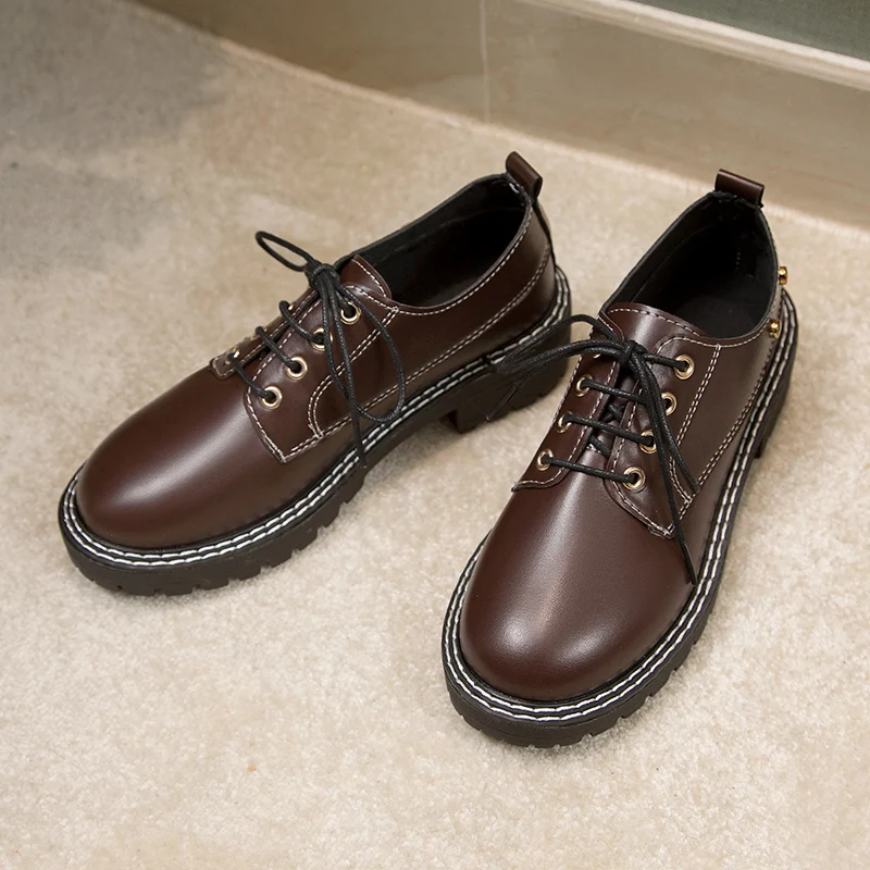 

Brown Oxfords Women 2020 Fashion Soft Leather Sandals Women Black Vintage Shoes Loafers Platform Sandels Brown Oxfords for Women