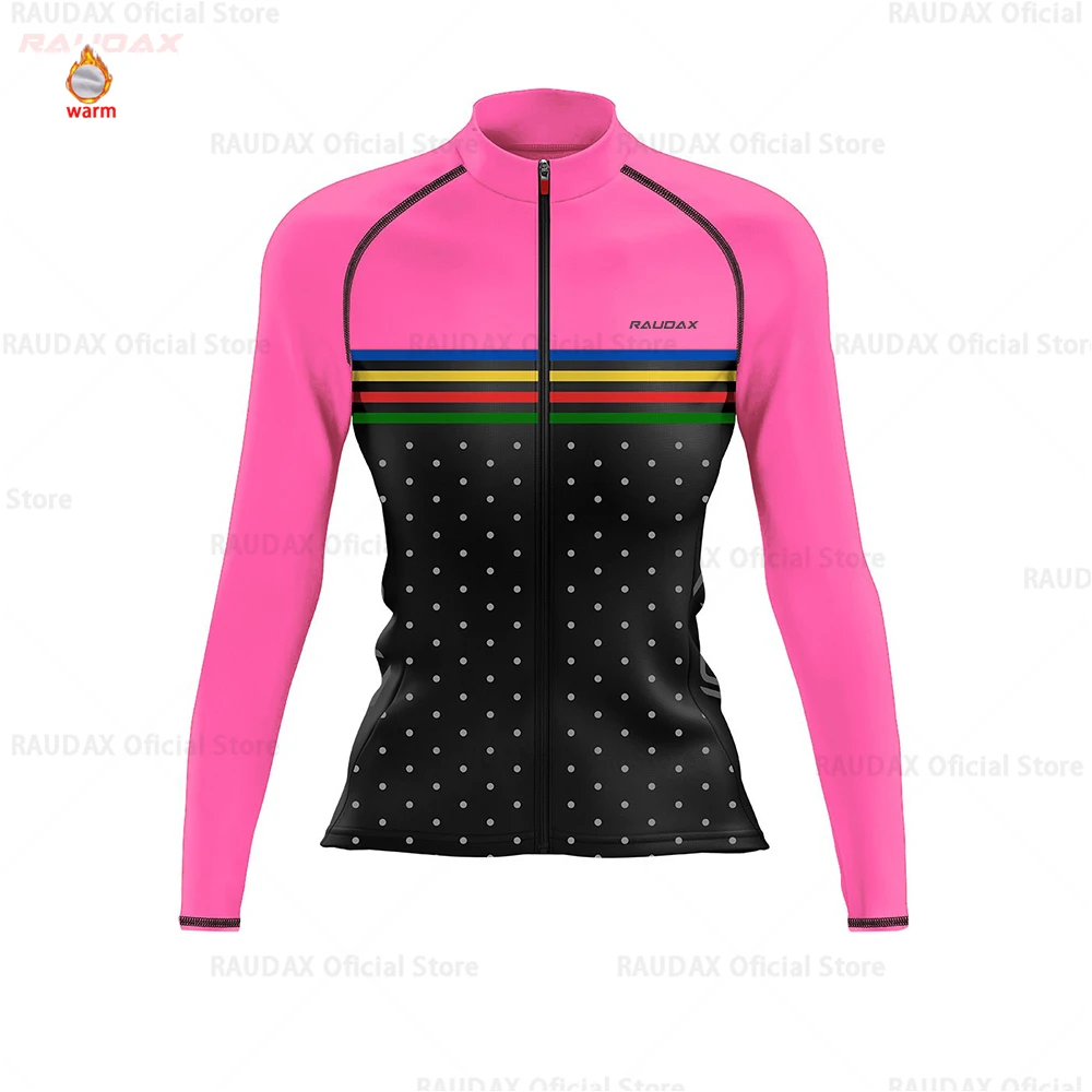 Велокофты для женщин Pro Team Raudax, зимняя флисовая одежда для велоспорта MTB, комплект для велоспорта с нагрудником и штанами, Ropa Ciclismo, комплект для триатлона - Цвет: jersey only