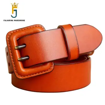 

FAJARINA New Unique Design Two Holes Pin Buckle Metal Belt Casual Jeans Quality Solid Cow Skin Leather Belt for Men N17FJ785