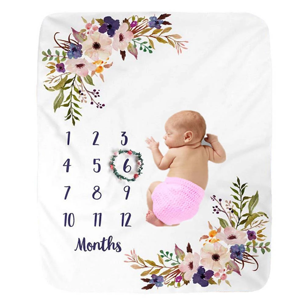 Newborn Baby Photography Accessories Growth Monthly Blanket Photo Shoot Flannel Background Kids Swaddle Stroller Wrap Bedding hand footprint makers baby kit