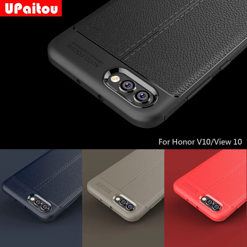 UPaitou High Quality Litchi Texture Soft TPU Cases for Huawei Honor V10 Cover Silicone Case View 10 Back |