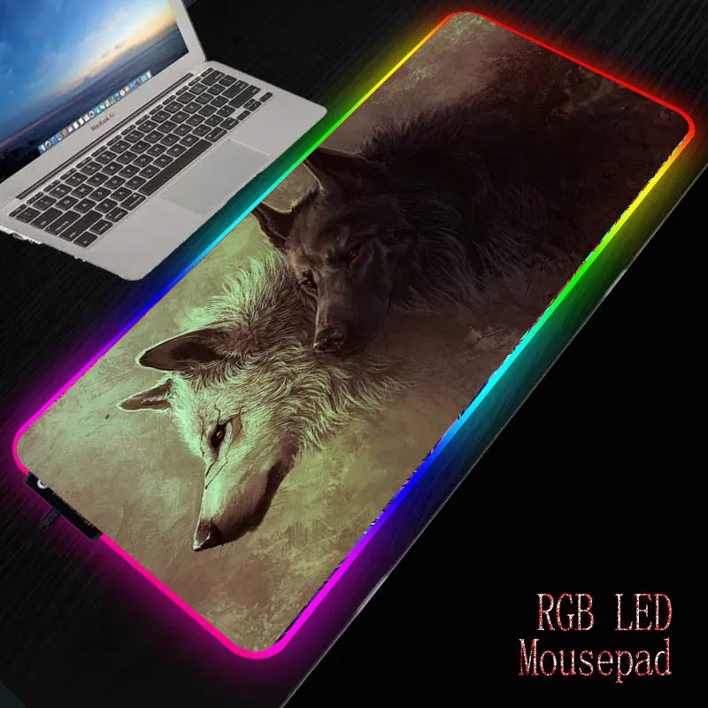 

Mairuige Wolf Animal Gaming Computer Mouse Pad Large RGB Mouse Mat Big Desk Mat Non-Slip Rubber Base Mousepad for Laptop PC Game