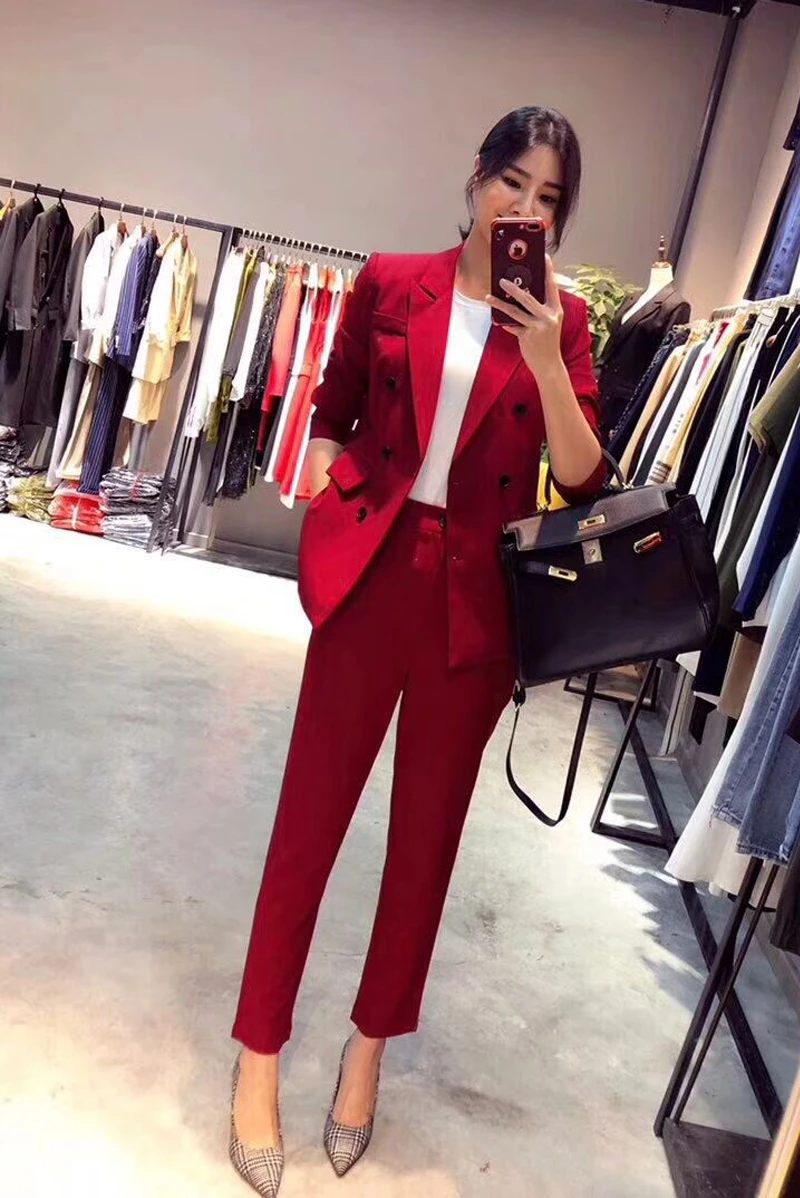herfst en winter nieuwe mode vrouwen wilde slim dames темперамент jas Europese станция kleine pak Professional pak MS