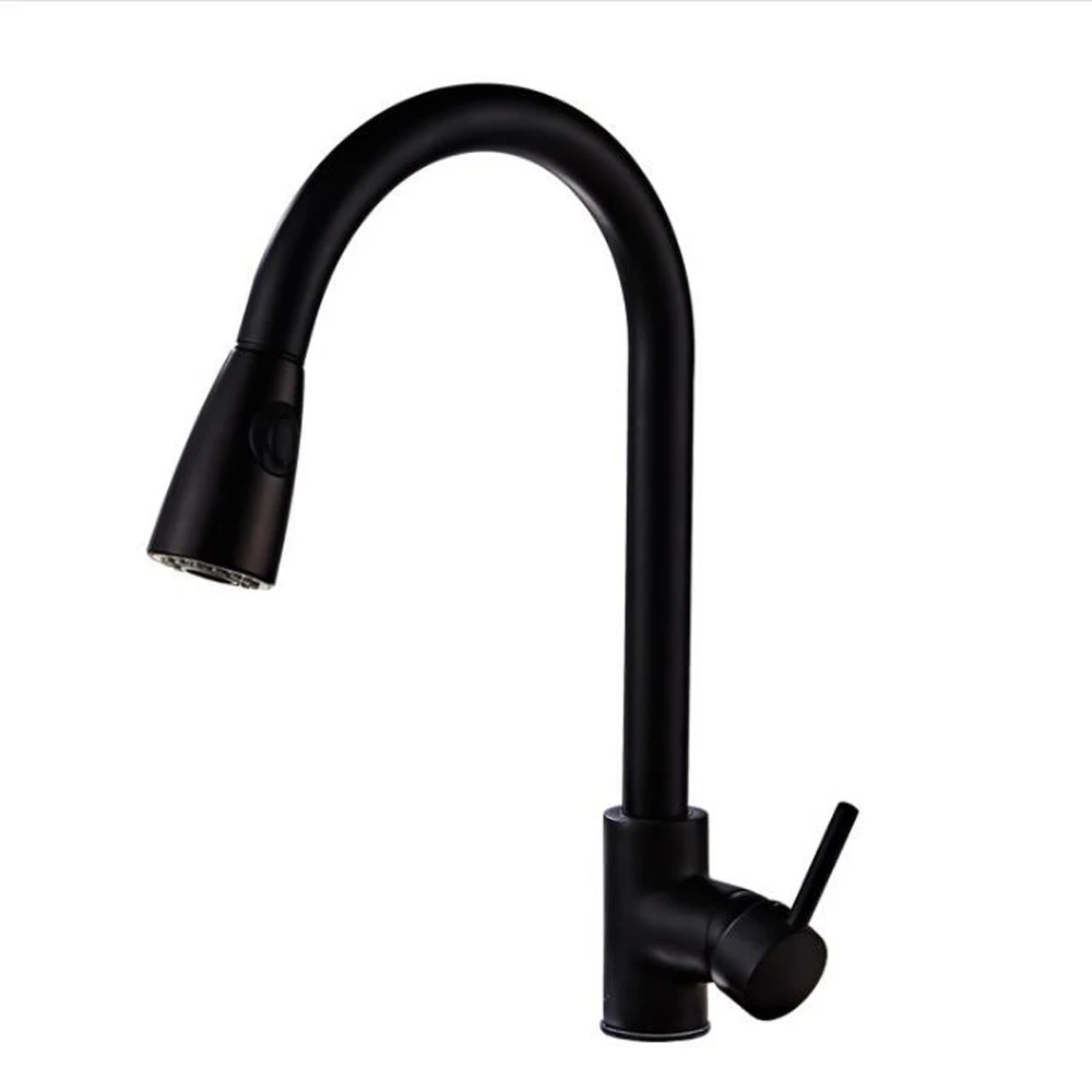 black pull faucet