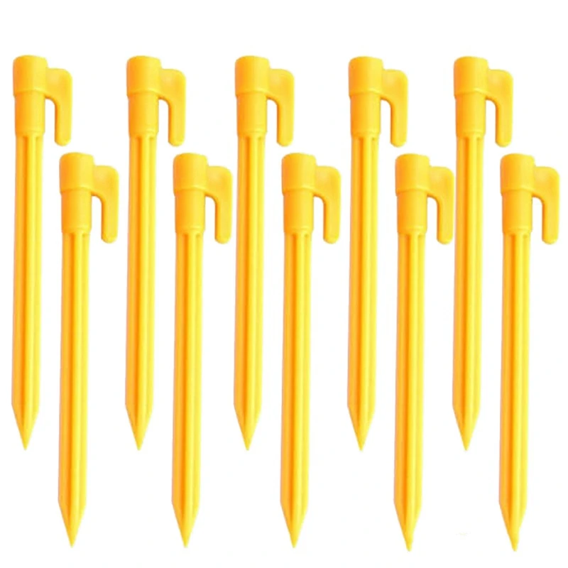 

ABZB-10Pcs Camping Tools Plastic Tent Pegs Nails Sand Ground Stakes Outdoor Camping Tent Awning Yellow Tent Accessories
