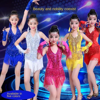 

2020 Latin Fringe Dress Sexy Ballroom Latin Salsa Dance Dress Clothes Samba Dance Costume Kids Child Latin Dance Dress For Girls