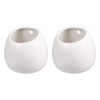 

2pcs Hanging Planters without Hole Wall Plant Containers Flower Pots Round Pots for Living Room Home