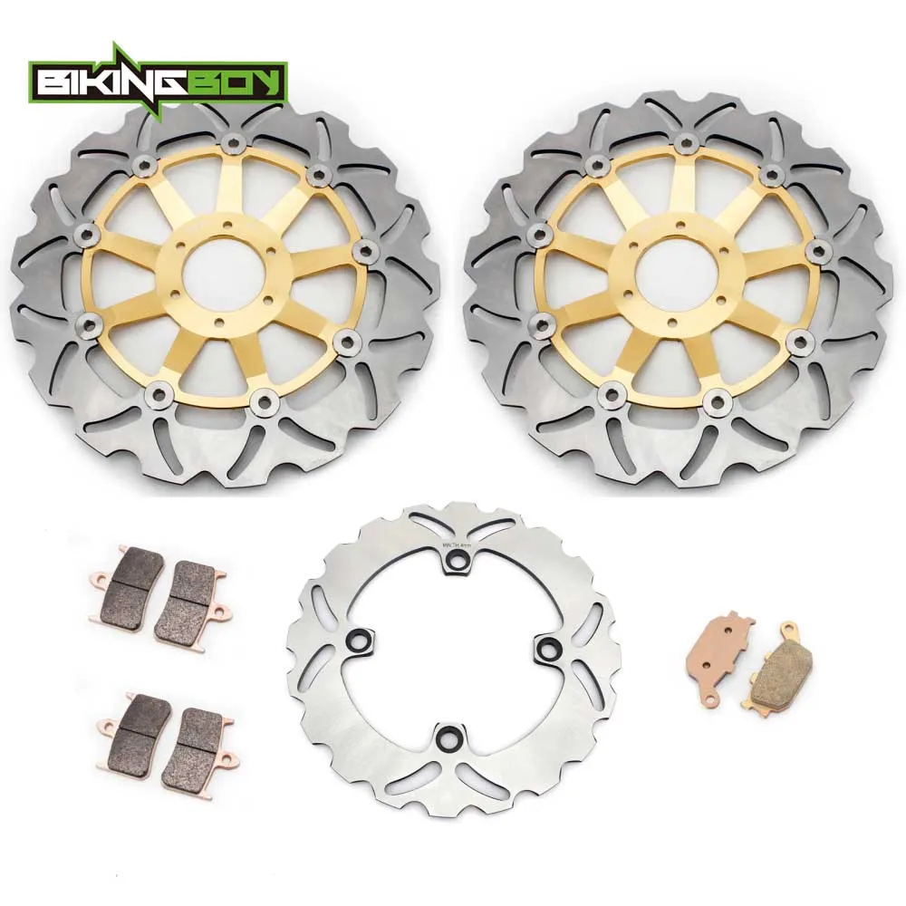 BIKINGBOY для HONDA CBR 900 RR 1994-1997 VTR 1000 F FireStorm/Super Hawk 1997-2006 Передние Задние тормозные диски роторы колодки - Цвет: Wavy Gold