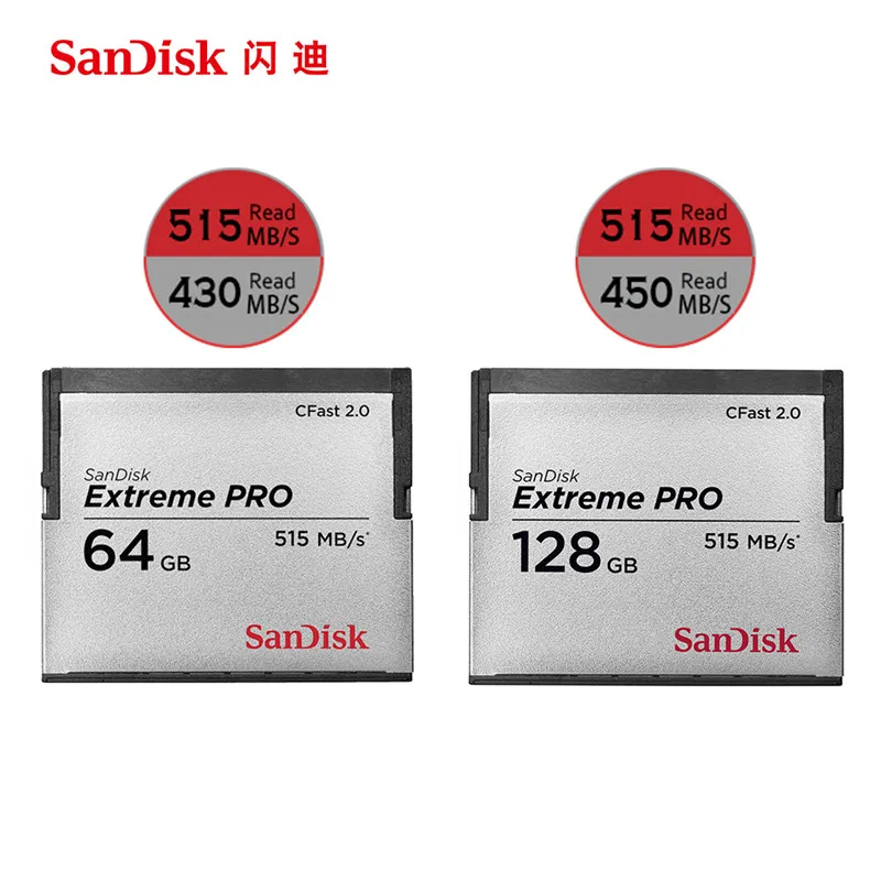 SanDisk Extreme Pro CFast2.0 cf карта 128 Гб 64 515MBS памяти ГБ флеш Carte Memoire CF для камеры|Карты