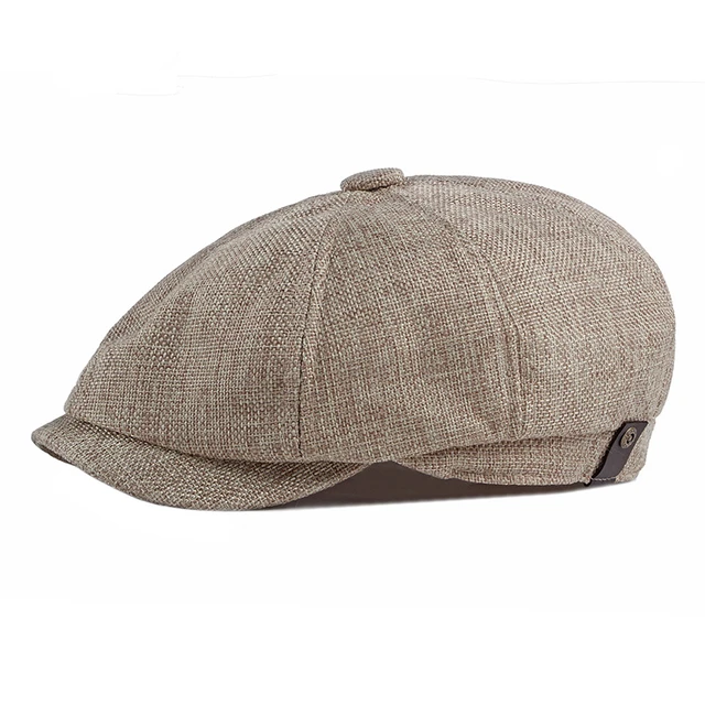BUTTERMERE Summer Newsboy Cap Men Beret Hat British Style Vintage Flat Cap Gray Male Octagonal Cap Light Khaki