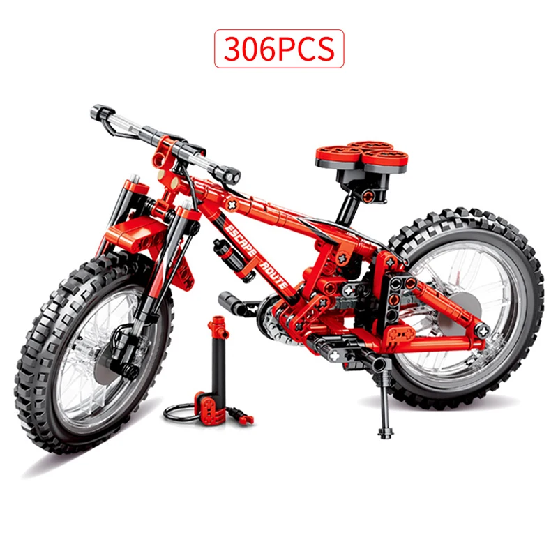

306pcs 2 In 1 Two Mode Technology Series Mountain Bike Building Blocks Compatible Bicycle Brick Model for Children Gifts