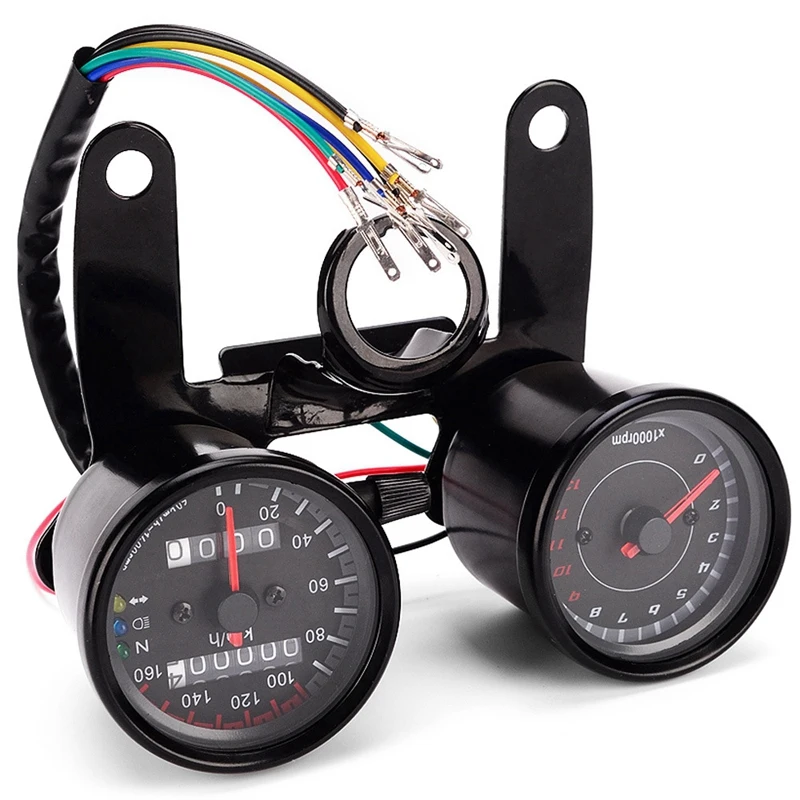 

12V Motorcycle ATV Scooter 13000 RPM Tachometer Km/H Speedometer Dual Display Odometer Gauge