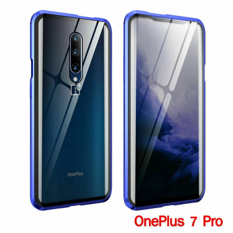 Магнитный адсорбционный чехол для OnePlus 7 Pro 6 6 T прозрачное закаленное стекло задняя крышка для One Plus 7 7pro 6 T металлический бампер 1+ 7