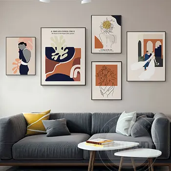 

Modern Back View of Figure Wall Printing Lover Wedding Dress Canvas Posters Wall Art for Living Room Art Combination Nodic Decor