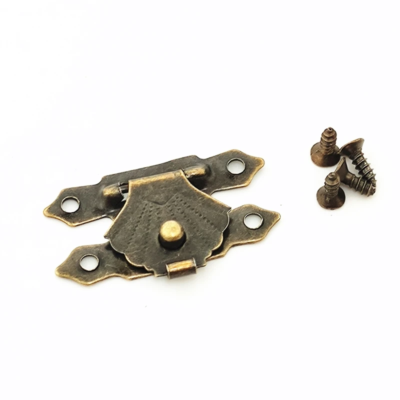 15pcs Box Hasp Hinges Antique Bronze Round Iron Suitcase Vintage Cabinet Latch Jewelry Toggle Lock Decorative Furniture Hardware