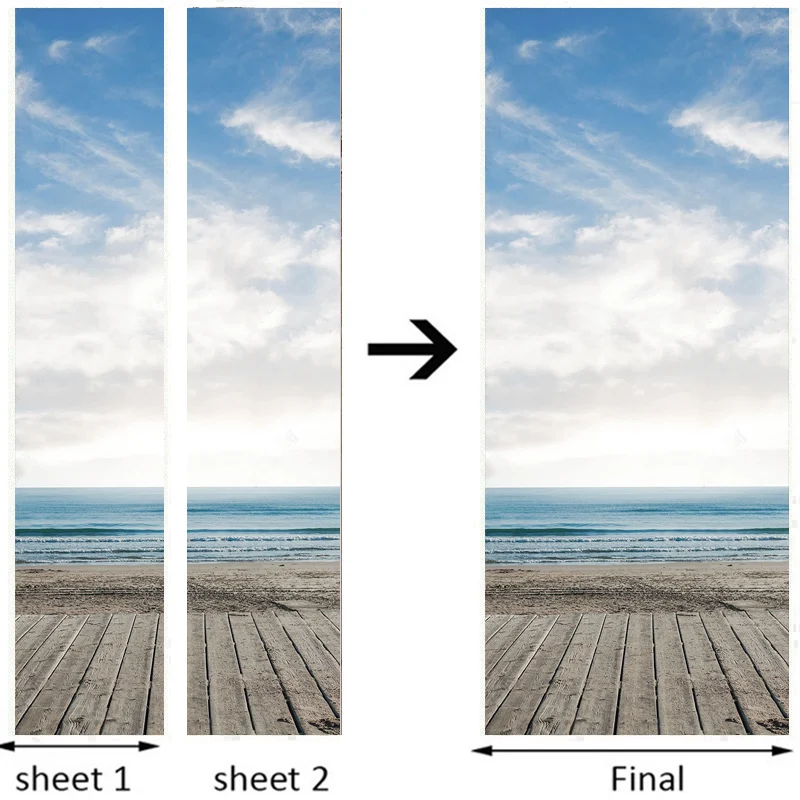 3D дверные фрески голубое небо и белые облака морские обои гостиная кухня двери украшения ПВХ самоклеющиеся водонепроницаемые наклейки