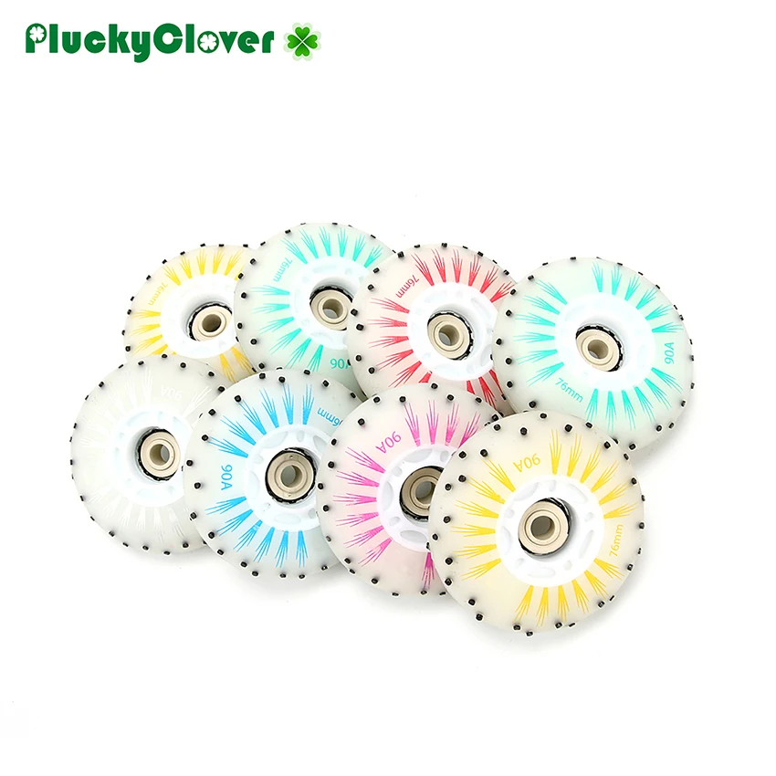 4pc Flint Flash Skate Wheel 72mm 76mm 80mm Fire Stone Spark Wheel Inline Roller Slalom Skate Luminous FlashLed light Skate Wheel