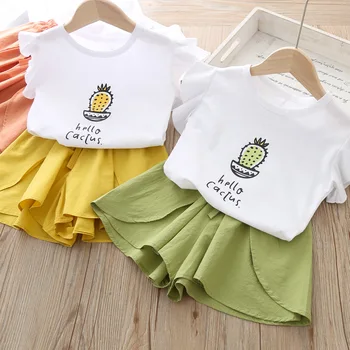 

Kids Girls Clothing Sets Summer New Style Brand Baby Girls Children Clothes Suits short Sleeve Printing T-Shirt+Pant Dress 2Pcs