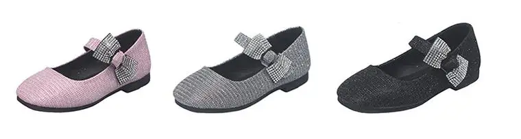 Girls autumn Heel shoes fashion bow crystal shoes high-heeled princess single students show children's shoes