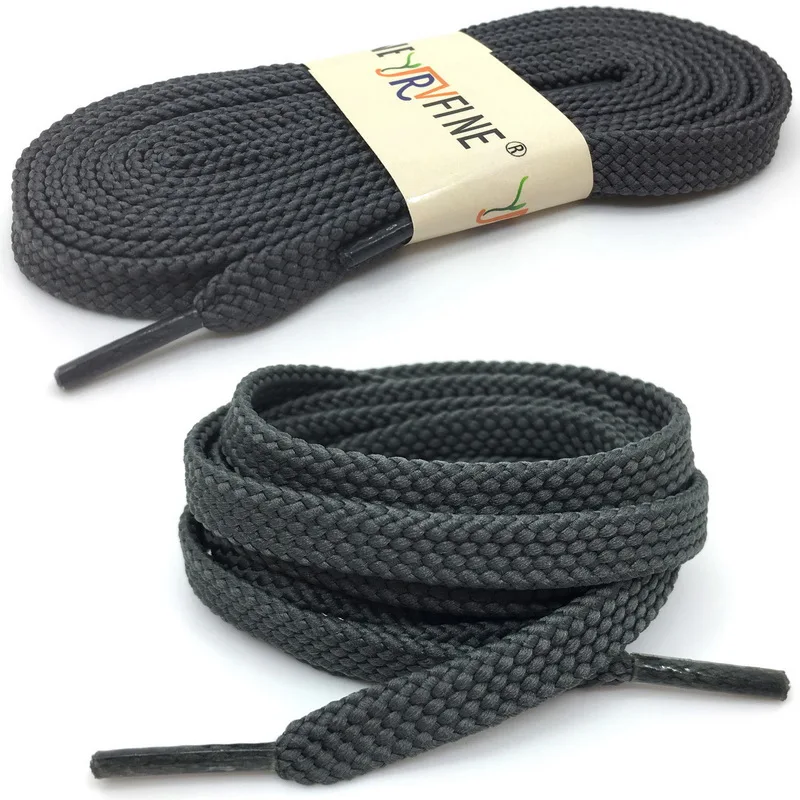 06 Dark Gray YJRVFINE/брендовые высококачественные шнурки из полиэстера на плоской подошве для мужчин и женщин; повседневная обувь; цветные шнурки для обуви; 1 пара; - Цвет: 06 Dark Gray