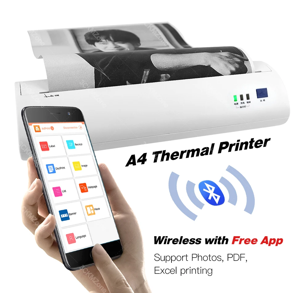 Imprimante thermique sans fil pour Photos, format PDF, 210mm, Bluetooth,  Mini format A4, pour Android, iOS, PC, impression Word Excel | AliExpress