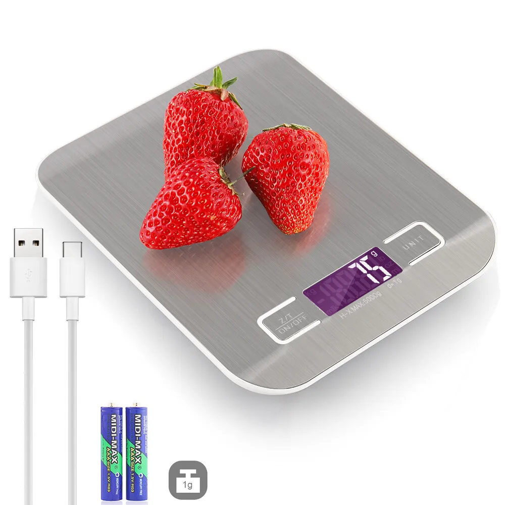 USB Powered Digital Kitchen scale Balance 10kg 1g Multifunction Food Scale for Baking Cooking Household Weigh