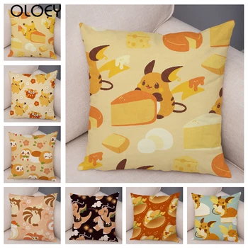 

Patchwork Cartoon Cushion Cover Decor Raichu Japan Game Pillowcase for Sofa Home Polyester Pillow Cover