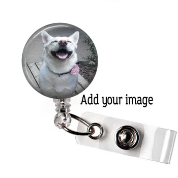 

Custom Badge Reel, Add Your pet Photo, Personalized Dog Photo Badge Reel,Baby Photo,Retractable ID Badge, RN Badge Reel