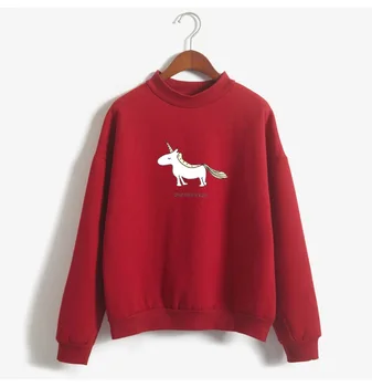 

casual sweet pullover woman sweatshirt cartoon unicorn long sleeve autumn and spring o-neck female sweatshirt