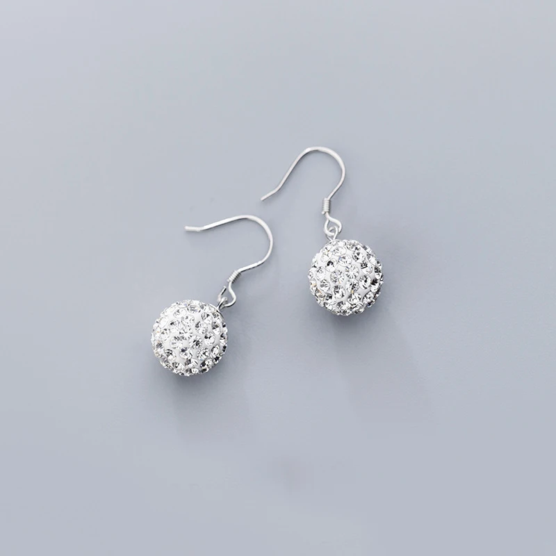 MloveAcc 925 Real Sterling Silver Shiny CZ Bead Ball Drop Dangle Earrings for Women Girl Lady Gift Fashion Jewelry | Украшения и
