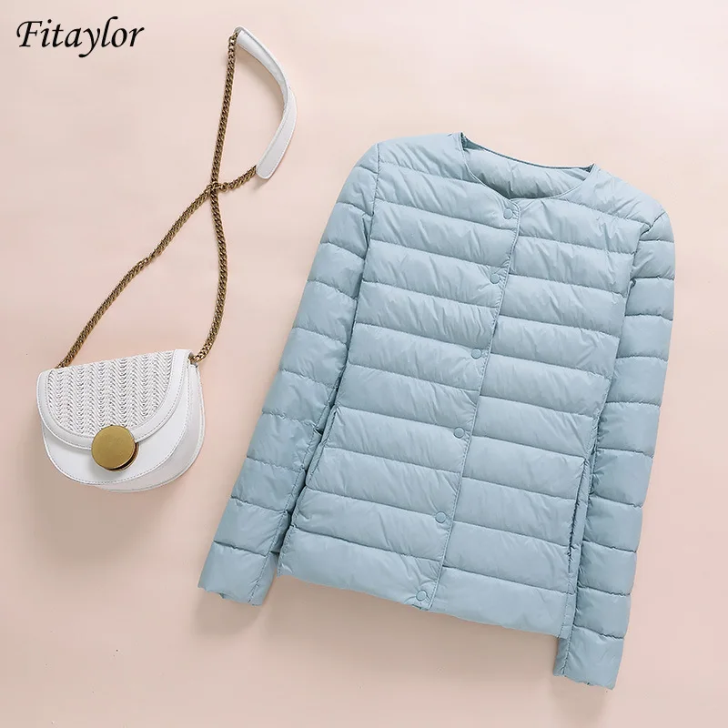 

Fitaylor Winter Women Ultralight Down Jacket O-neck Portable White Duck Down Coat Female Single Breasted Puffer Parkas Outwear