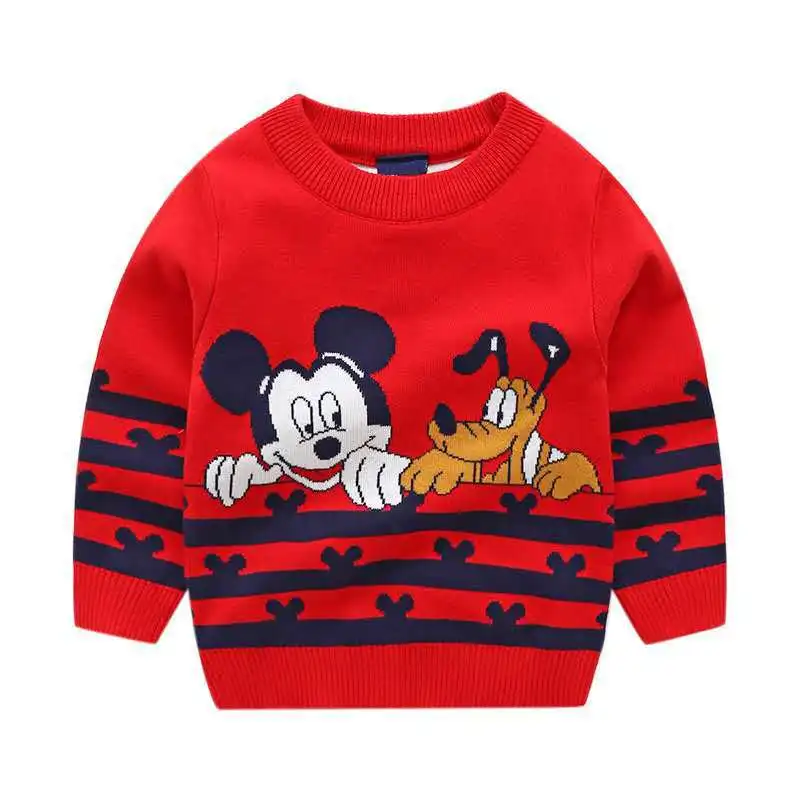 Детские свитера для маленьких мальчиков и девочек; пуловер; Повседневная осенне-зимняя детская одежда с Микки Маусом; топы с длинными рукавами для малышей; одежда; От 2 до 7 лет - Цвет: as picture